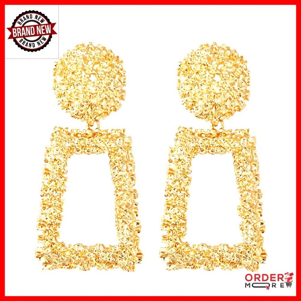 Gold Geometric Drop Dangle Earrings, Zinc Alloy Statement Boho Fashion